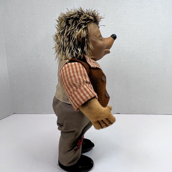 VTG Mecki Steiff Hedgehog Doll Large 10 Inch Germany 1950's Plush Stuffed RARE - Picture 4 of 12